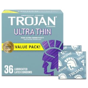 TROJAN Ultra Thin Condoms For Ultra Sensitivity, Lubricated Condoms for Men, America’s Number One Condom, 36 Count Value Pack