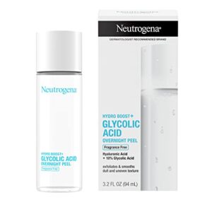 Neutrogena Hydro Boost Glycolic Acid Overnight Face Peel - With Hyaluronic Acid & 10% Glycolic Acid to Smooth & Exfoliate Skin, Fragrance-Free, 3.2 fl. Oz