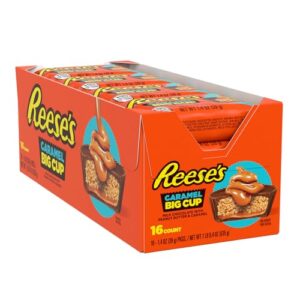 REESE'S Big Cup Caramel Milk Chocolate Peanut Butter Cups, Candy Packs, 1.4 oz (16 Count)