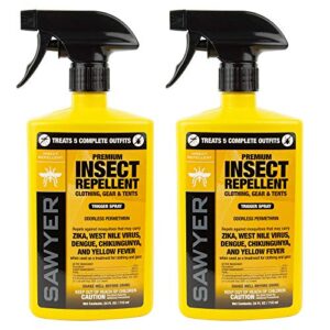 Sawyer Products SP6572 Twin Pack Premium Permethrin Clothing Insect Repellent Trigger Spray, 24 oz,Yellow