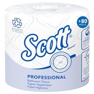 Scott Professional 100% Recycled Fiber Standard Roll Toilet Paper (13217), with Elevated Design, 2-Ply, White, Individually wrapped rolls, (473 Sheets/Roll, 80 Rolls/Case, 37,840 Sheets/Case)