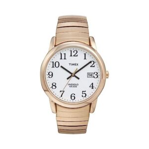 Timex Men's Easy Reader 35mm Watch – Gold-Tone Case White Dial with Gold-Tone Tapered Expansion Band