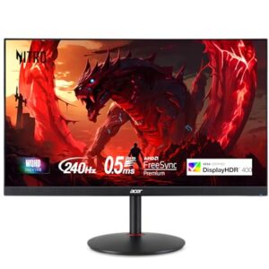 Acer Nitro 27" WQHD 2560 x 1440 PC Gaming IPS Monitor | AMD FreeSync Premium | Up to 240Hz Refresh | Up to 0.5ms | DisplayHDR 400 | sRGB 99% | 1 x Display Port 1.4 & 2 x HDMI 2.1 | XV272U W2bmiiprx