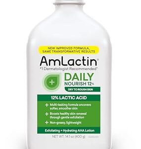 AmLactin Daily Nourish 12% - 14.1 oz Body Lotion with 12% Lactic Acid - Exfoliator and Moisturizer for Dry Skin (Packaging May Vary)​