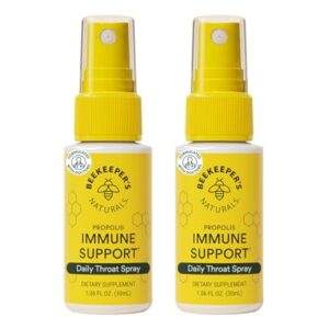 Beekeeper's Naturals Propolis Throat Spray, Natural Immune Support & Sore Throat Relief - Antioxidants, Keto, Paleo, Gluten-Free, 1.06 oz (Pack of 2)