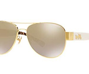 Coach HC7059 Sunglasses, Gold/Gold Mirrored Gradient, 58 mm