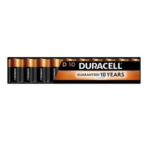 Duracell Coppertop D Batteries, 10 Count (Pack of 1), D Battery with Long-lasting Power, All-Purpose Alkaline D Battery for Household and Office Devices