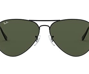 Ray-Ban RB3026 Aviator Large Metal II Sunglasses, Black/G-15 Green, 62 mm