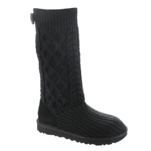 UGG Women's Classic Cardi Cabled Knit Boot, Black, 8