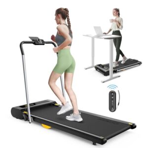 UREVO 2 in 1 Folding Treadmill, Under Desk Treadmill for Home/Office, 2.5HP Walking Pad Treadmill with Remote Control, LED Display, 265lbs Weight Capacity