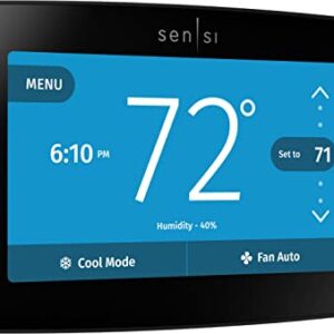 Emerson Sensi Touch Wi-Fi Smart Thermostat with Touchscreen Color Display, Works with Alexa, Energy Star Certified, C-wire Required, ST75 Black 5.625" x 3.4" x 1.17"