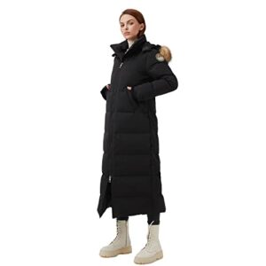 Fitouch Women's Waukee Long Down Parka | 750+ Fill Power Insulation Outwear | Full-Length Jacket | Water-resistantg Puffer Coat| BalanceWarmer Ratio| Black | Size L