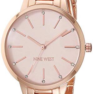 Nine West Women's Japanese Quartz Dress Watch with Metal Strap, Rose Gold, 14 (Model: NW/2098PKRG)