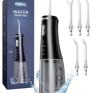 Onlyone Water Dental Flosser Pick for Teeth, 300ML Portable Oral Irrigator, Rechargeable Travel Irrigation Cleaner, Professional Electric Flossing Cleaning Picks for Teeth Cleaning,IPX7 Waterproof