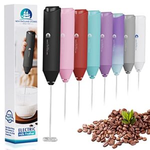 Powerful Milk Frother Wand - Mini Handheld Milk Frother with Stainless Steel - Battery-Powered Drink Mixer for Coffee, Lattes, Cappuccinos, Matcha - Coffee Enthusiasts Gift - Black