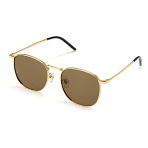 Veda Tinda Vision Round Square Polarized Sunglasses for Men Retro Classic Gold Frame Brown Lens Sunglasses UV400 Protection C09S04