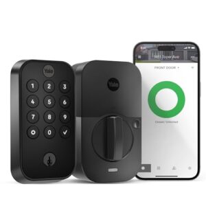 Yale Security Lock 2 with Wi-Fi, Black Connected Keypad Smart Lock for Front Door or Back, Door Lock with Code and Back-Up Key, YRD410-WF1-BSP