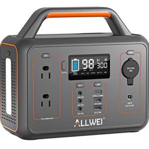 ALLWEI Portable Power Station 300W(Surge 600W), 280Wh Solar Generator with 120V AC Outlet, 78000mAh Backup Lithium Battery Generator for CPAP Outdoor RV Camping Emergency Home Use