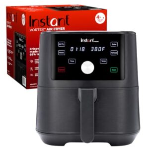 Instant Pot Vortex 6QT XL Air Fryer, 4-in-1 Functions that Crisps, Roasts, Reheats, Bakes for Quick Easy Meals, 100+ In-App Recipes, is Dishwasher-Safe, from the Makers of Instant Pot, Black