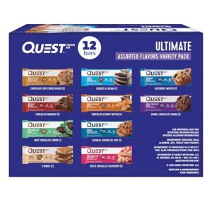 Quest Nutrition Ultimate Variety Pack Protein Bars, High Protein, Low Carb, Gluten Free, Keto Friendly, 12 Count