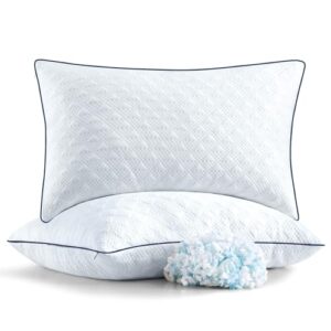 Slybear Cooling Bed Pillows King Size Set of 2 for Sleeping, Adjustable Shredded Memory Foam Pillows for Side Back Stomach Sleepers -Luxury Gel Pillows Hotel Pillows with Washable Removable Cover