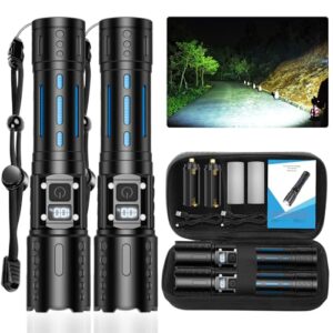 Flashlights High Lumens Rechargeable, Zoomable Rechargeable Flashlights, 50000LM Super Bright Flashlight, 6 Mode Tactical Flashlight, LED Flashlight High Powered, Waterproof Flash Lights for Camping