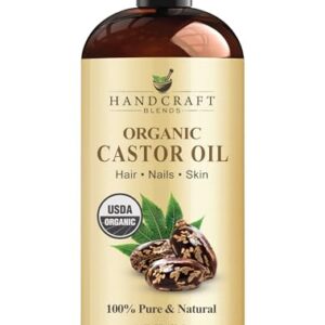 Handcraft Blends Organic Castor Oil - 16 Fl Oz - 100% Pure and Natural - Premium Grade Carrier Oil for Hair Growth, Eyelashes and Eyebrows - Hair and Body - Expeller-Pressed & Hexane-Free