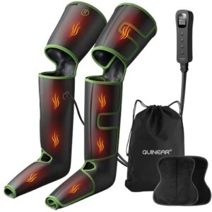 QUINEAR Leg Massager for Circulation and Pain Relief, Foot and Leg Compression Massager with Heat 2 Extender 3Heat 3Mode 3Intensity Calf Massager for Cramps Edema Swelling, FSA HSA Eligible