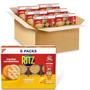 RITZ Cheese Sandwich Crackers, School Snacks, 48 Snack Packs (6 Boxes, 8 Crackers Per Pack)