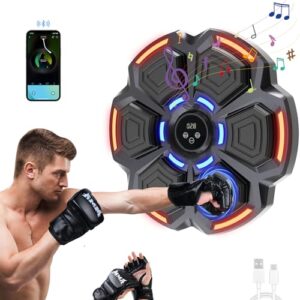 snawowo Music Boxing Machine for Adults, Bluetooth Music Punching Machine with Gloves, Electronic LED Boxing Training Equipment Wall Mounted, 9 Modes & 9 Speeds, Home Indoor Workout Trainer Equipment