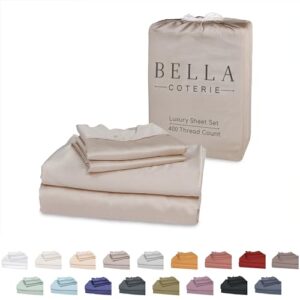 Bella Coterie Luxury Bamboo King Size Sheet Set | 100% Organically Grown Bamboo Viscose | Ultra Soft | Cooling for Hot Sleepers | 18" Deep Pocket [Dune]