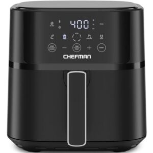 Chefman Air Fryer – 6 QT Compact Airfryer for Quick & Easy Meals in Minutes, Features Hi-Fry Technology for Extra Crisp, Touchscreen Controls with 4 Presets, Nonstick & Dishwasher Safe Basket - Black