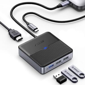 USB C Hub, ORICO 5 in 1 USB C Docking Station with 4K HDMI, 60W PD Charging, USB Port 5 Gbps, 2 USB Port 480Mbps, Type C Multiport Adapter for MacBook Pro iPad Lenovo Dell Hp Laptop