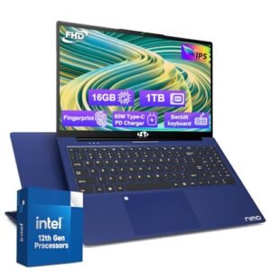15.6-FHD-Laptop Student-Laptop, 16GB RAM 1TB SSD, Intel Pentium Quad-Core N100 Processor (Up to 3.4GHz) Backlit Keyboard Fingerprint WiFi 6 BT5.2 Business-Laptop, 2 Years Warranty Windows 11 Laptop