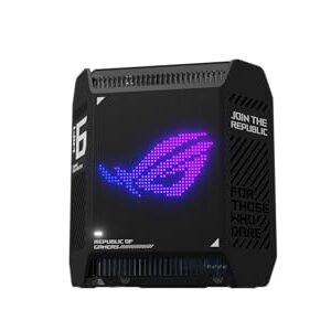 ASUS ROG Rapture GT6 (1PK) Tri-Band WiFi 6 Gaming Router, covers up to 2,900 sq ft, 2.5 Gbps port, triple-level game acceleration, UNII 4, lifetime internet security, Black