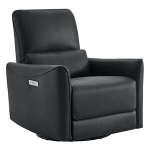 CHITA Power Recliner Chair Swivel Glider, FSC Certified Upholstered Faux Leather Living Room Nursery Reclining Sofa Chair with Lumbar Support, Black