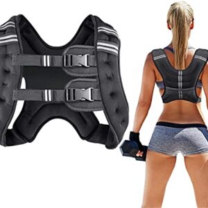Prodigen Weighted Vest for Women and Men 16 Lbs with Reflective Stripe and Double Adjustable Buckle Straps Weight Vests for Strength Training, Jogging, Cardio, Weight Loss, Muscle Building, Black