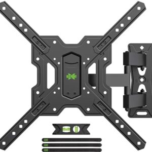 USX MOUNT UL Listed Full Motion TV Mount, Swivel Articulating Tilt TV Wall Mount for 26-55Inch LED, 4K, Wall Mount Bracket with VESA 400x400mm Up to 77lbs, Perfect Center Design -XMM006-1