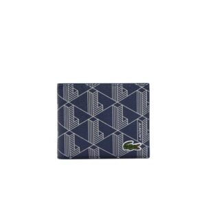 Lacoste Men's The Blend Medium Billfold Wallet, Monogram Midnight Blue, One Size