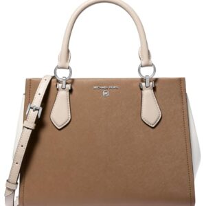 Michael Kors Marilyn Medium Satchel, Ecru/Walnut