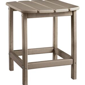 Signature Design by Ashley Sundown Treasure Outdoor Patio HDPE Weather Resistant End Table, Brown