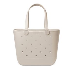 Simple Modern Extra-Large Beach Bag | Waterproof Getaway Rubber Tote with Zipper Pocket for Travel, Pool, Boat, Groceries, Sports | Almond Birch