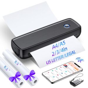 Aixiqee Inkless Portable Printer Wireless for Travel - High Resolution, 4200mAh Battery, Thermal Mini Printer for A4/A5/2/3/4in, USB, Lightweight, No Ink Needed