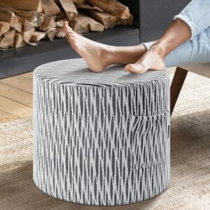 FAIORD Round Stuffed Pouf Ottoman, Footstool Ottoman for footrest, Floor Chair for Living Room Bedroom, Pouf Cushion with All-in-one Foam Filling