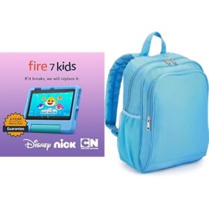 Fire 7 Kids Tablet, 7" (16 GB, Blue) Backpack Bundle