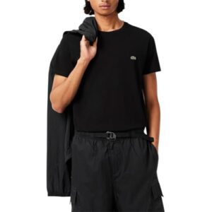 Lacoste Men's Short Sleeve Crew Neck Pima Cotton Jersey T-Shirt, Black, Large