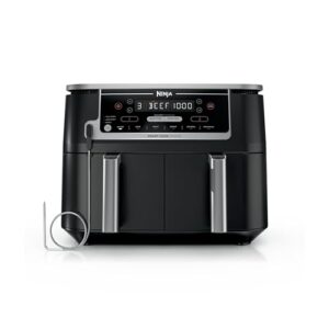 Ninja Foodi 10QT 6-in-1 DualZone Smart XL Air Fryer, 2 Independent 5QT Baskets, Smart Cook Thermometer, Match Cook, Smart Finish, Air Fry, Roast, Bake, Dehydrate, Reheat, Grey, DZ550
